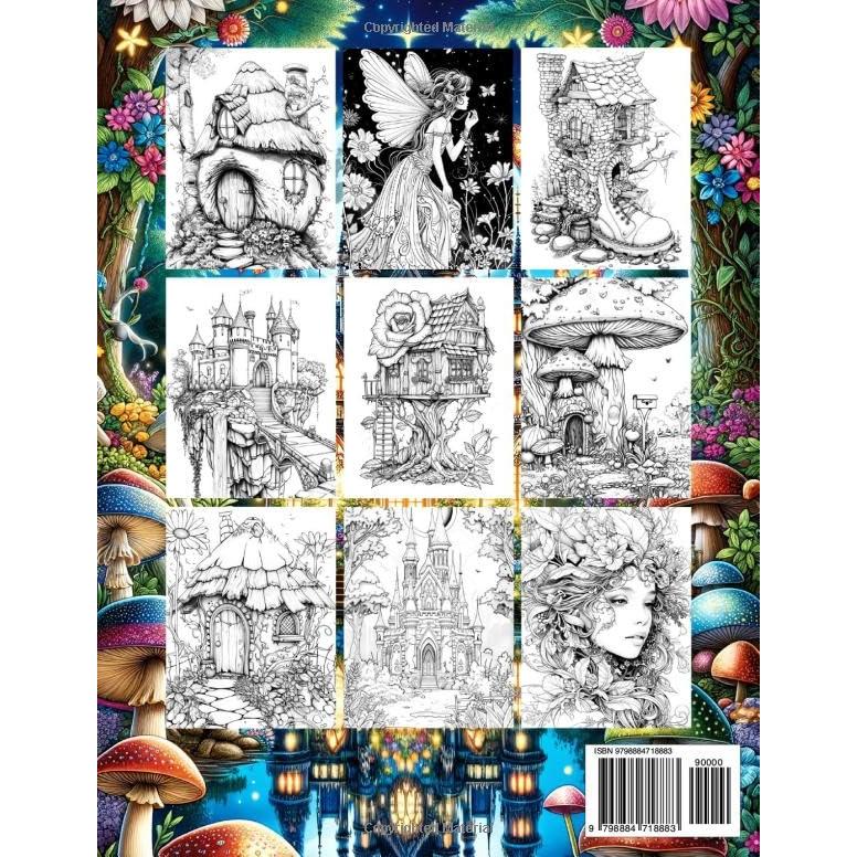 Fairyland Adult Coloring Book: Fairytale Designs of Enchanting Fairies, Magical Houses, and Fantasy Castles for Mindfulness and Relaxation