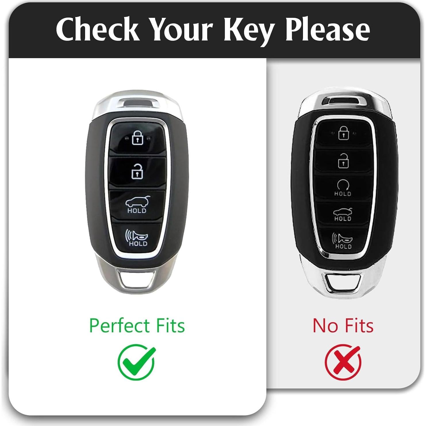 Funda de llavero TPU WORCAS para Hyundai 4 botones Oro-Blanco