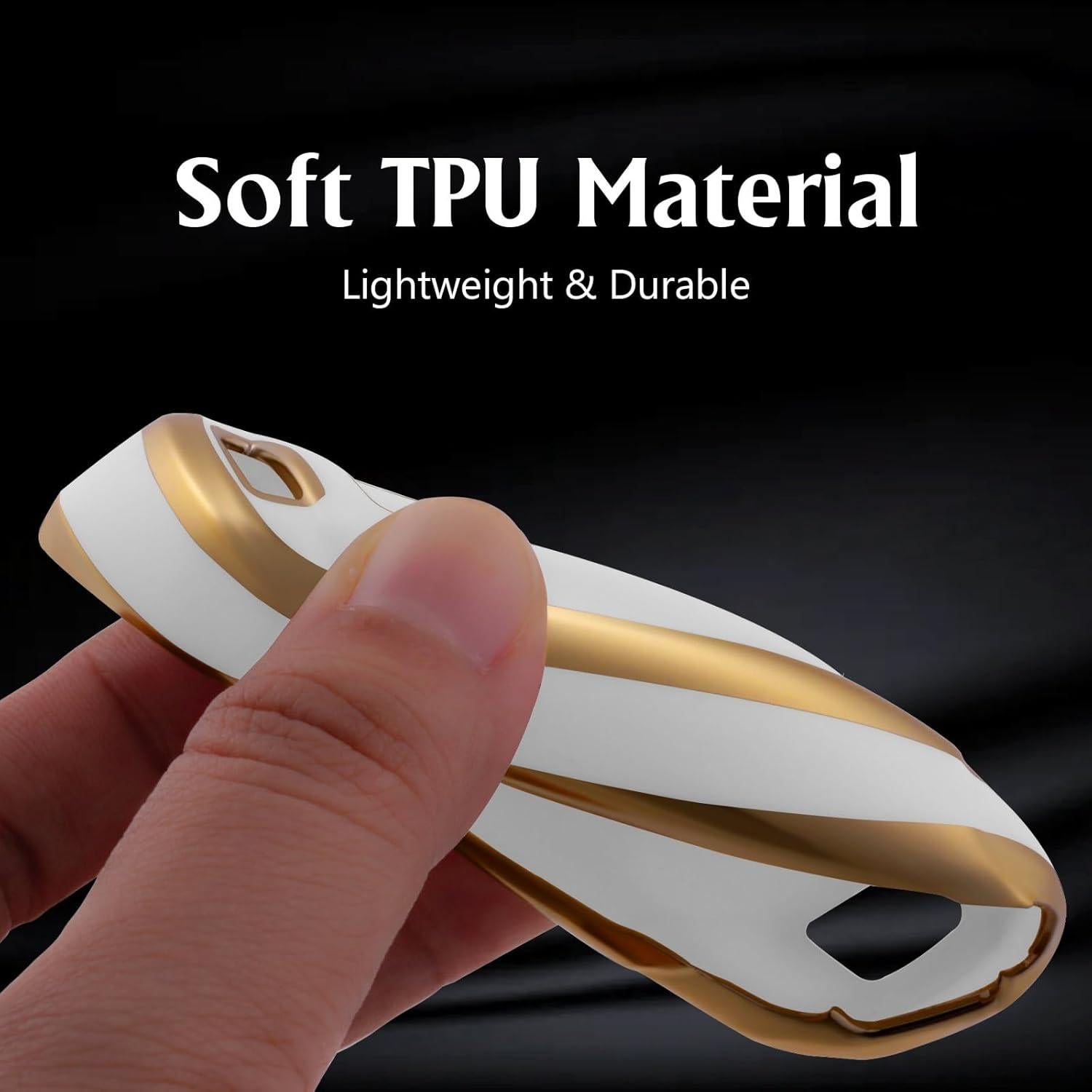 Funda de llavero TPU WORCAS para Hyundai 4 botones Oro-Blanco