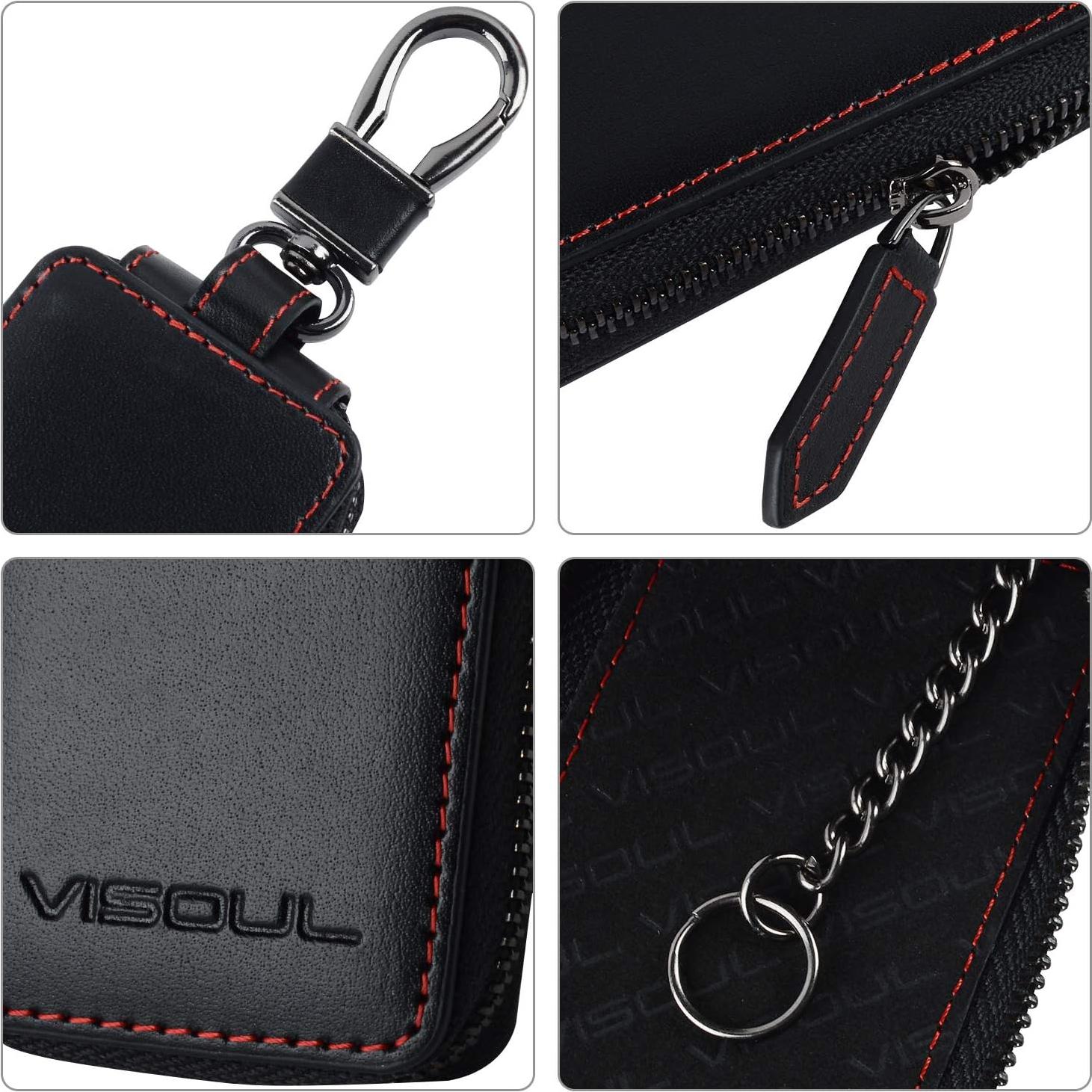 Funda de Llave de Coche de Cuero VISOUL Negra Universal