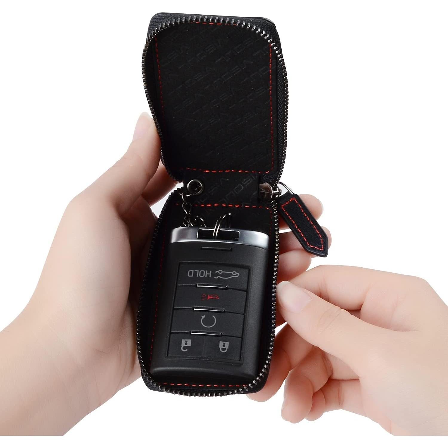 Funda de Llave de Coche de Cuero VISOUL Negra Universal