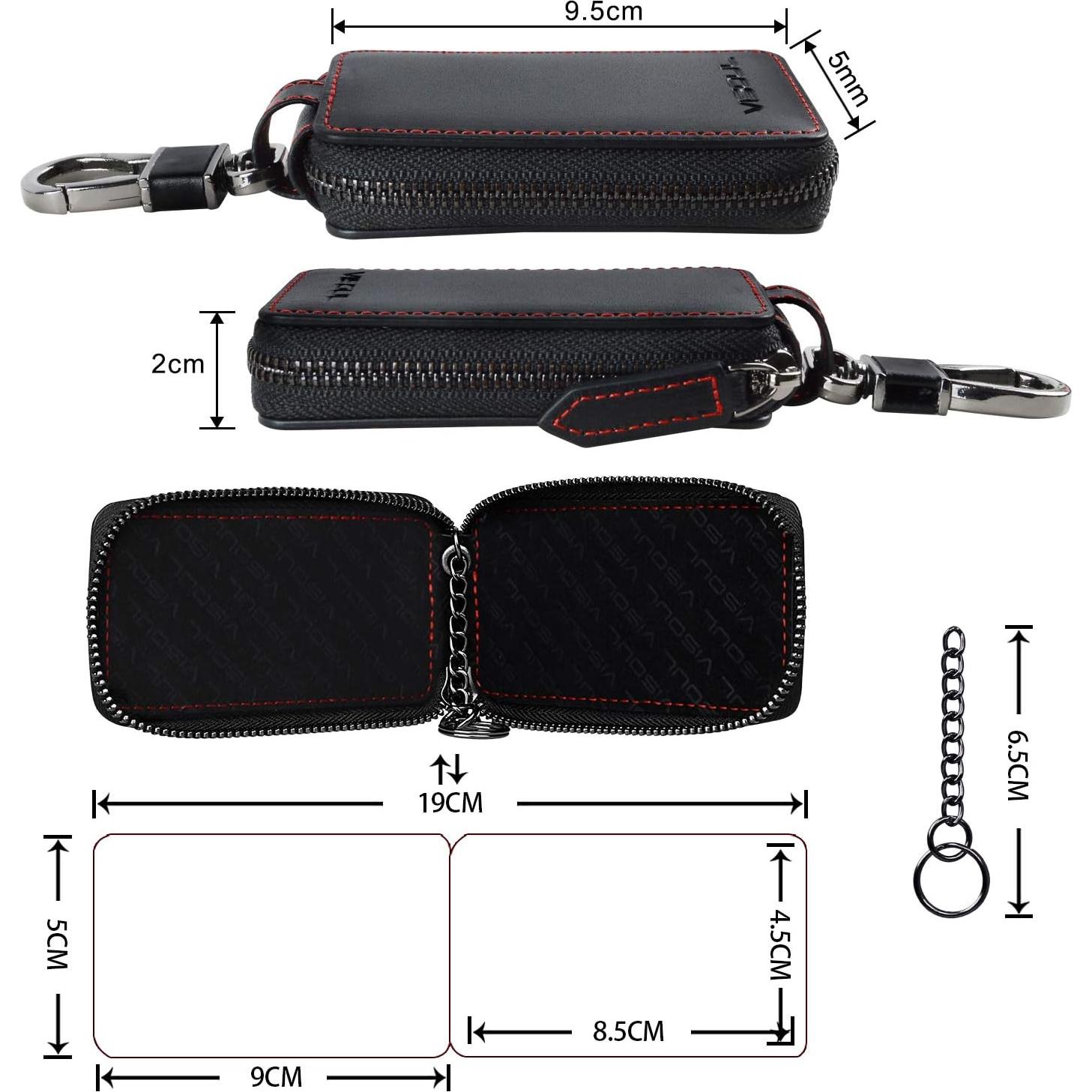 Funda de Llave de Coche de Cuero VISOUL Negra Universal