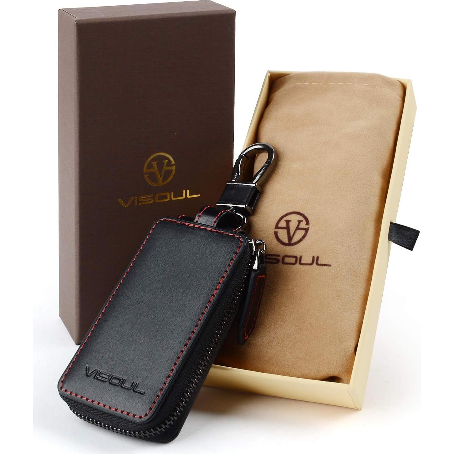 Funda de Llave de Coche de Cuero VISOUL Negra Universal