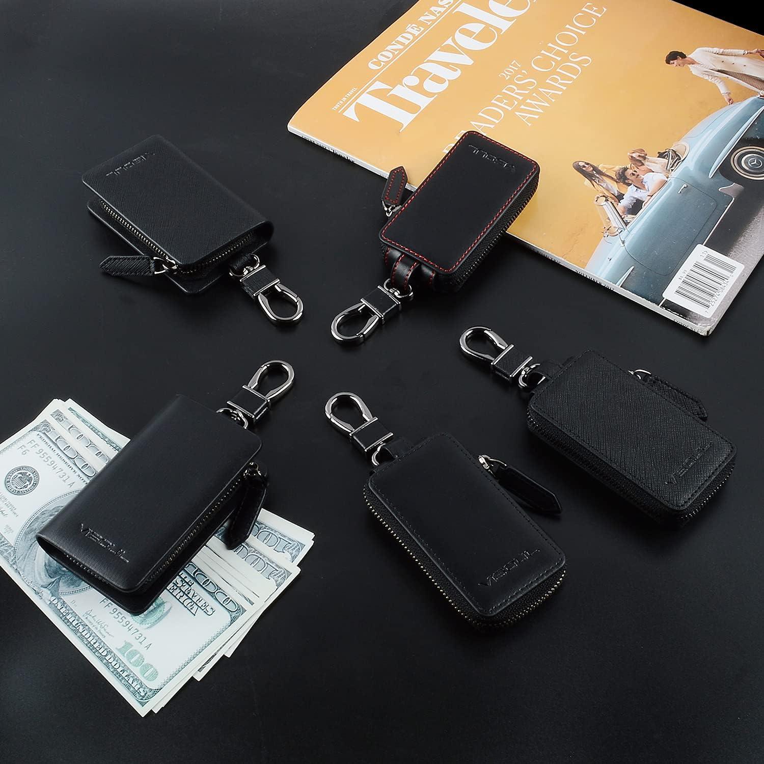 Funda de Llave de Coche de Cuero VISOUL Negra Universal