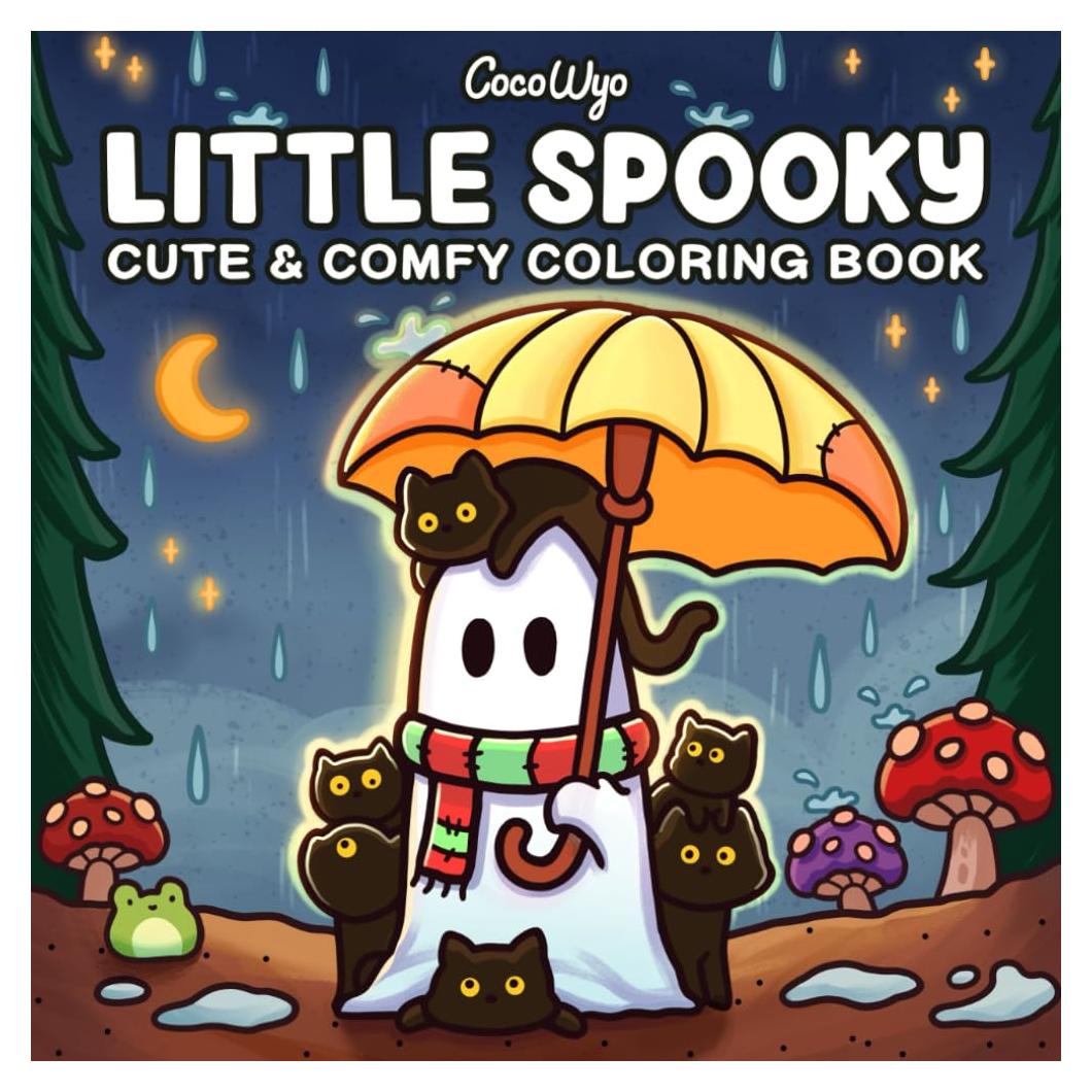Little Spooky: Coloring Book for Adults and Teens Featuring Cute Creepy Creatures in Cozy Hygge Moments for Relaxation