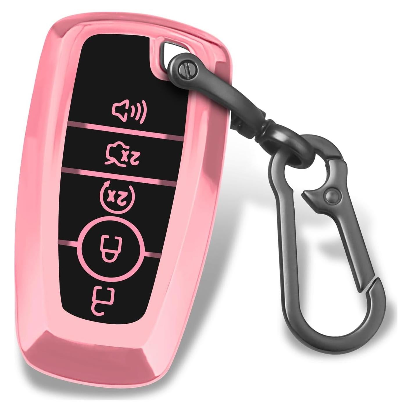 Funda de Llave TPU QBUC para Ford - Rosa, Compatible con Modelos