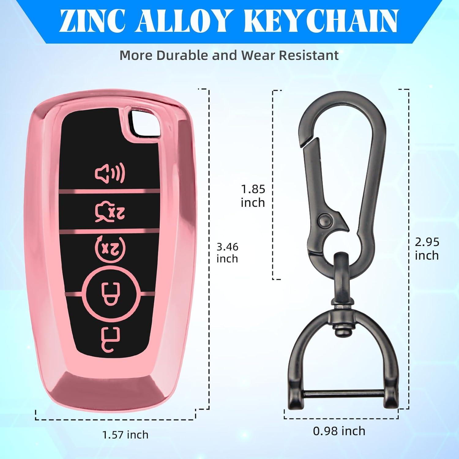 Funda de Llave TPU QBUC para Ford - Rosa, Compatible con Modelos