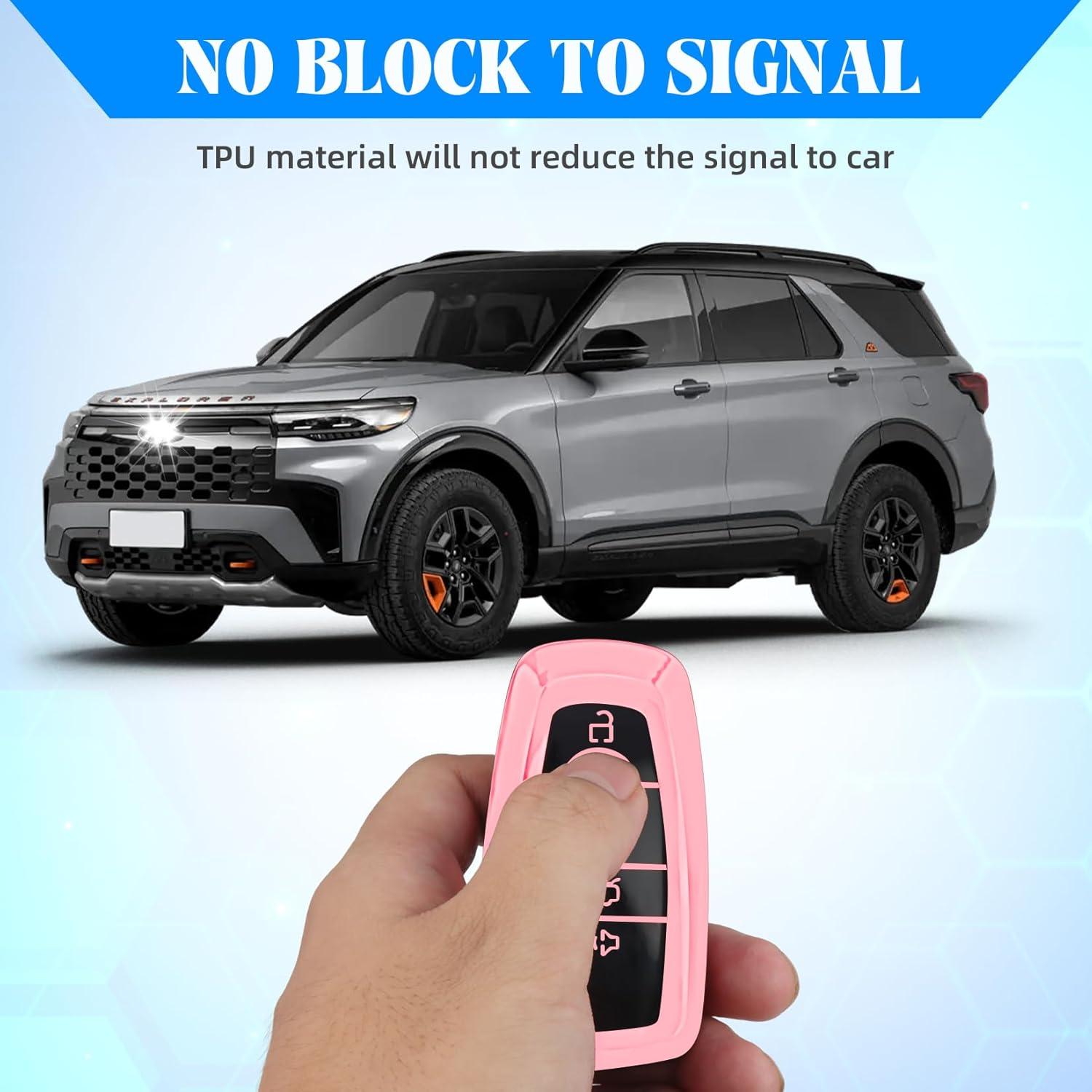 Funda de Llave TPU QBUC para Ford - Rosa, Compatible con Modelos