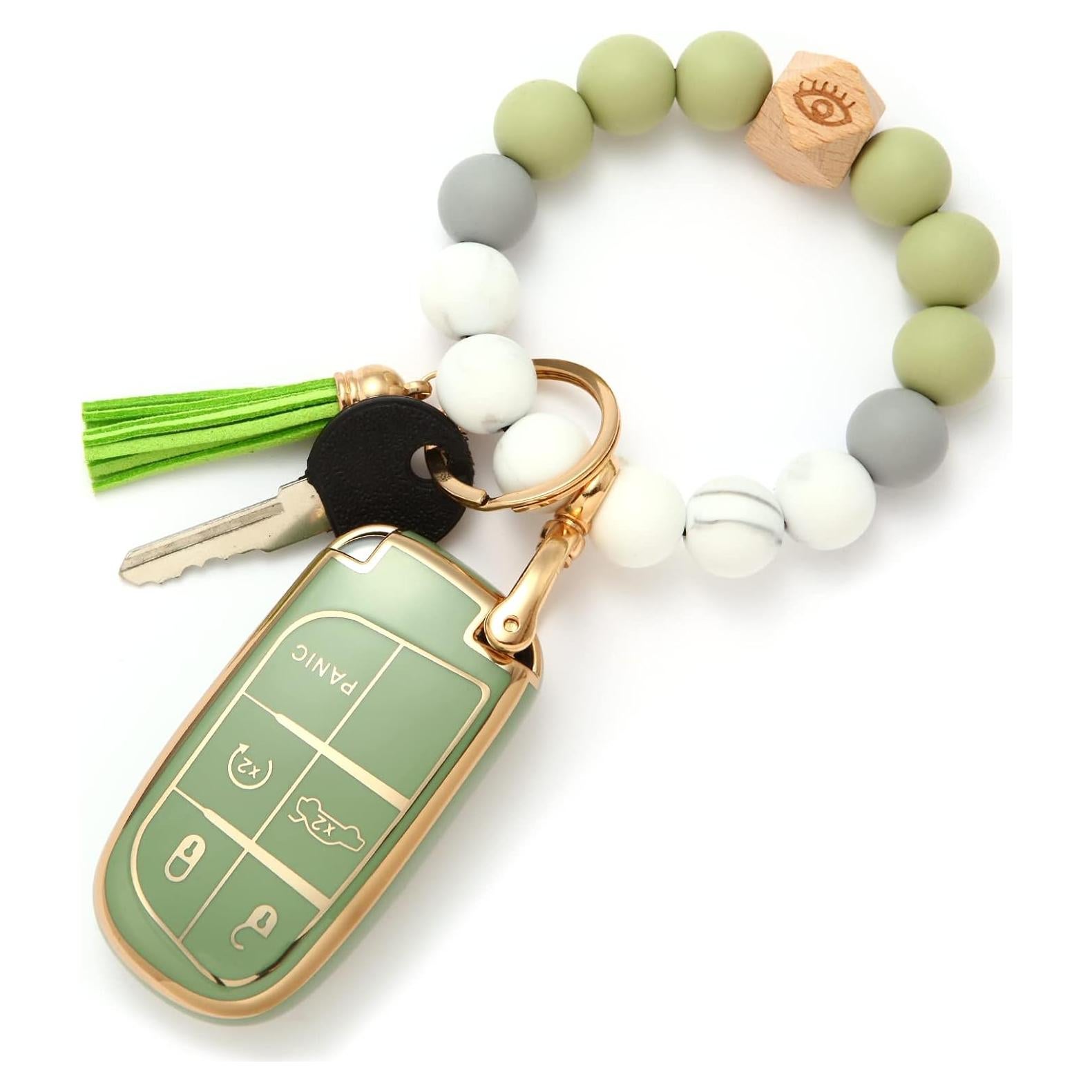 Cubierta de Llave de TPU para Jeep - Funda Anti-Huellas Verde