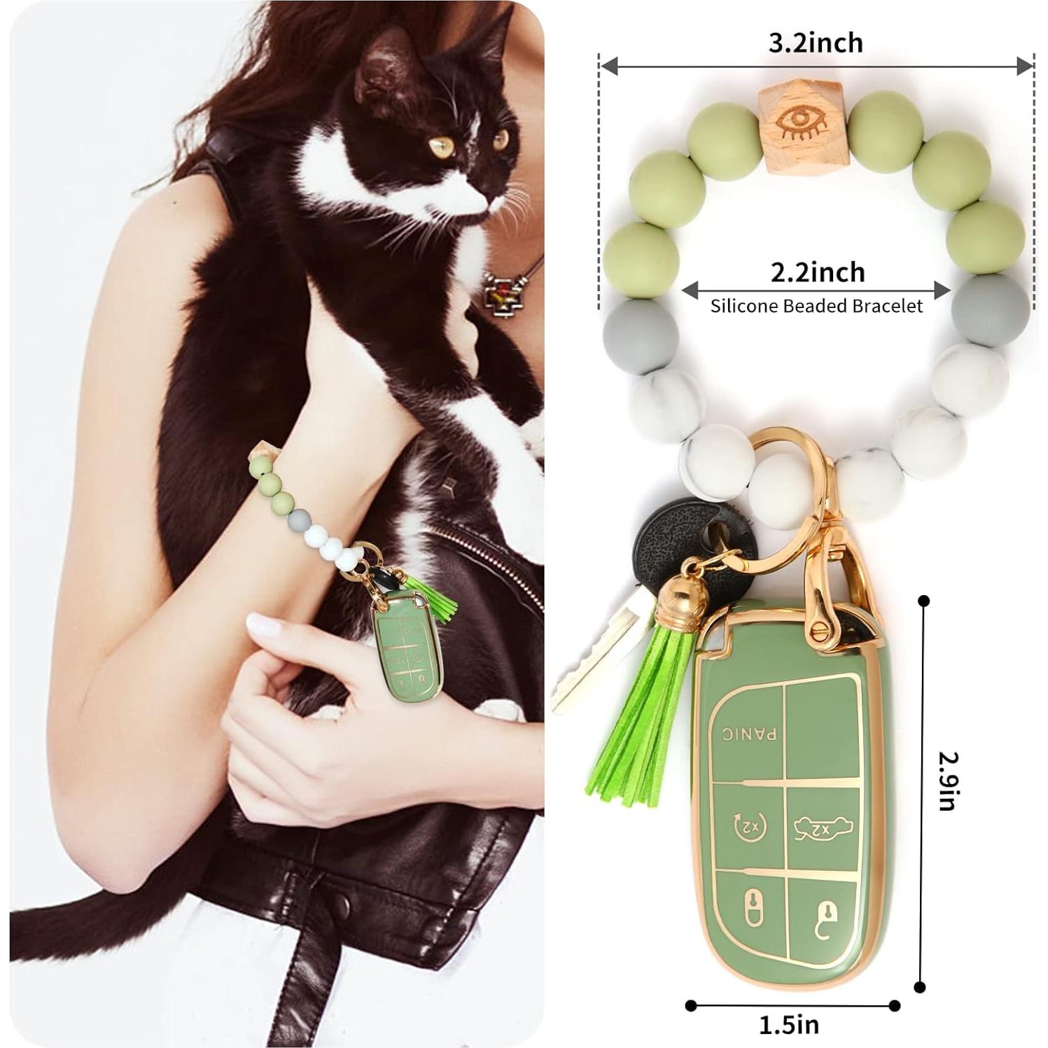 Cubierta de Llave de TPU para Jeep - Funda Anti-Huellas Verde