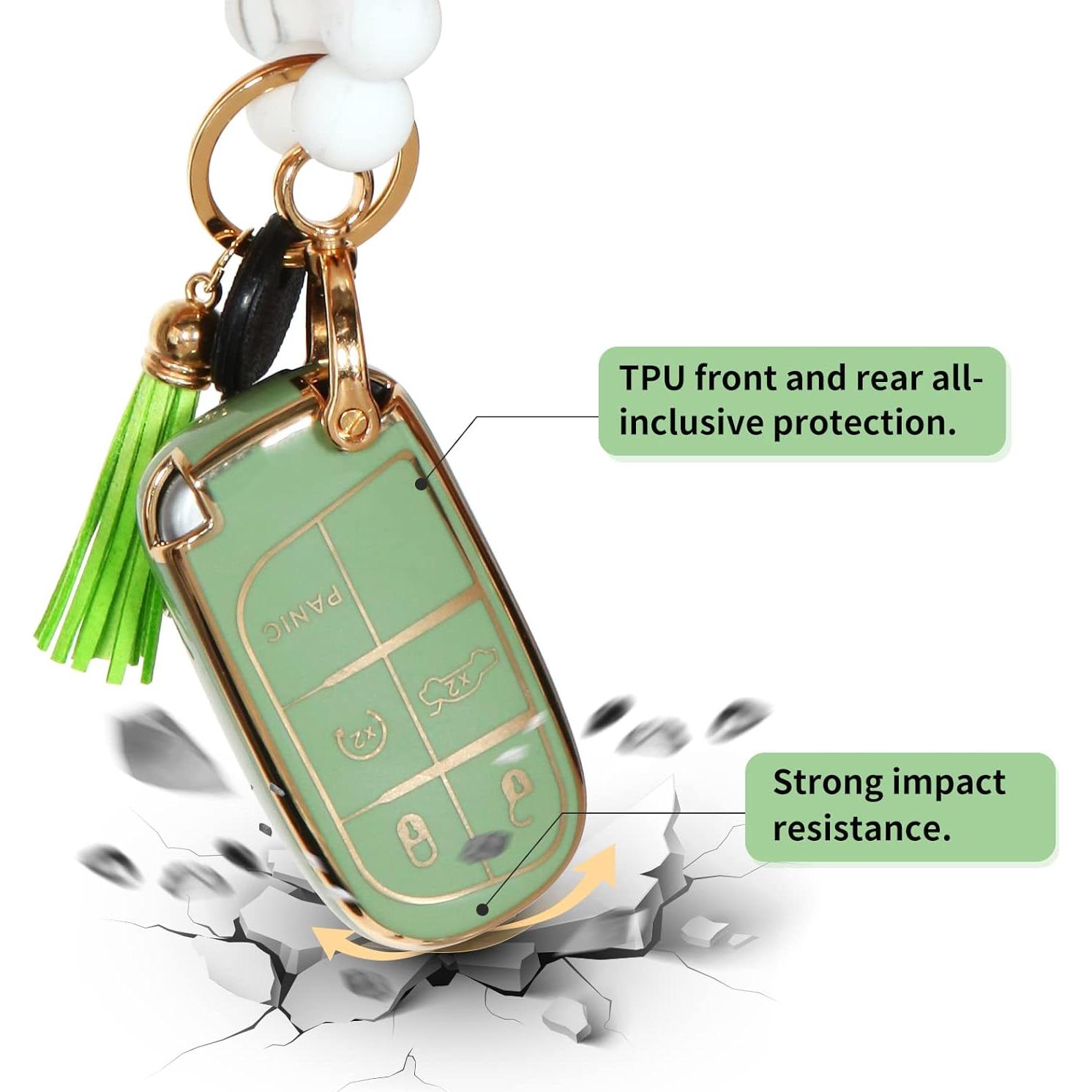 Cubierta de Llave de TPU para Jeep - Funda Anti-Huellas Verde