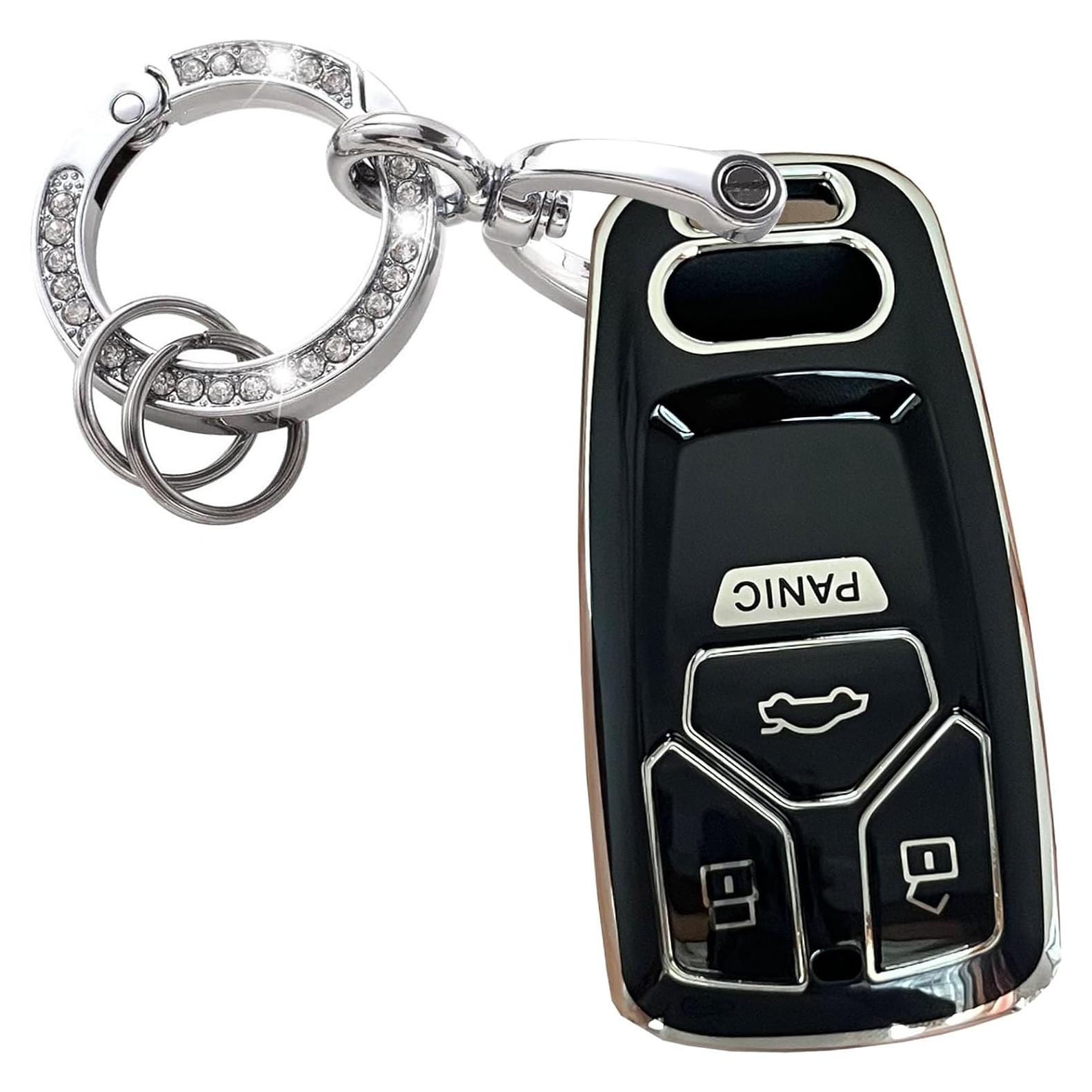 Cubierta de Llave Audi A3 A4 A5 A6 Q5 S4 S5 RS5 TPU Plata-Negro