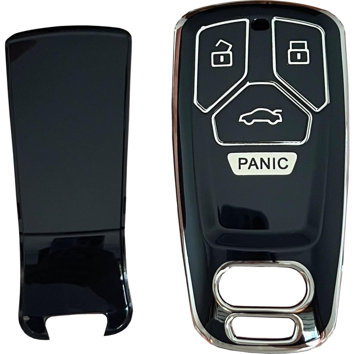 Cubierta de Llave Audi A3 A4 A5 A6 Q5 S4 S5 RS5 TPU Plata-Negro