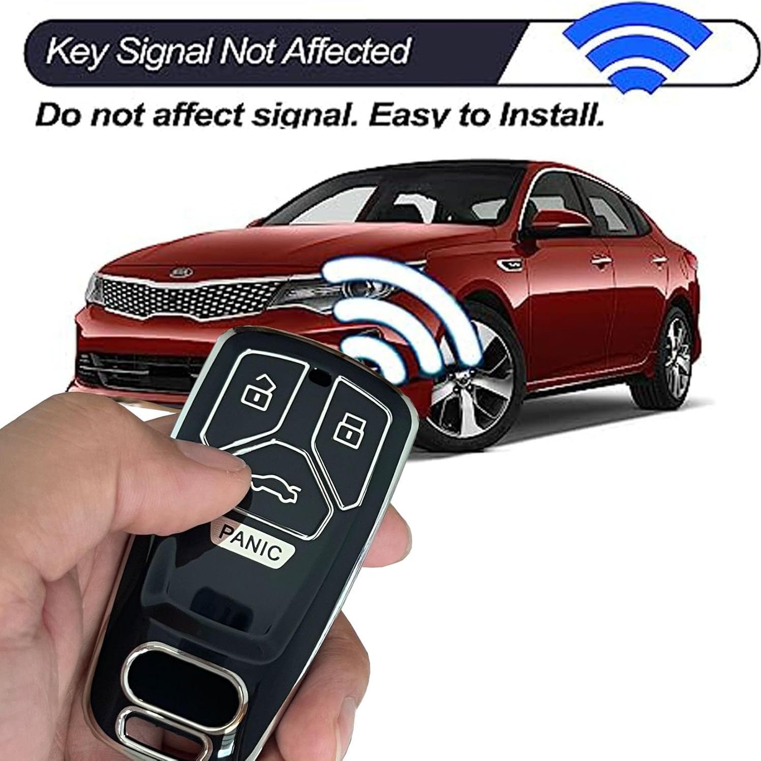 Cubierta de Llave Audi A3 A4 A5 A6 Q5 S4 S5 RS5 TPU Plata-Negro