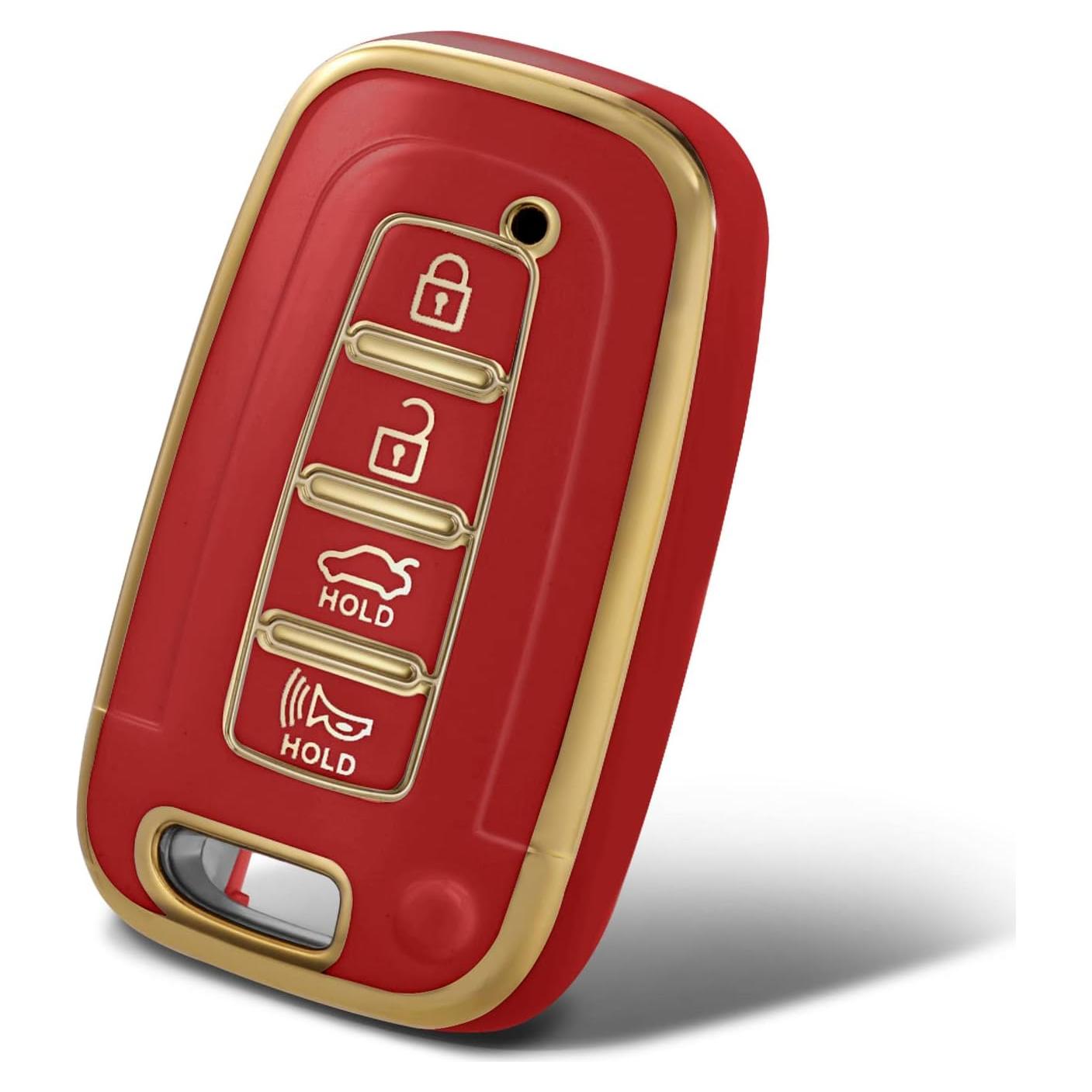 Funda Protectora de Llave Inteligente WORCAS Rojo-Dorado 4 Botones