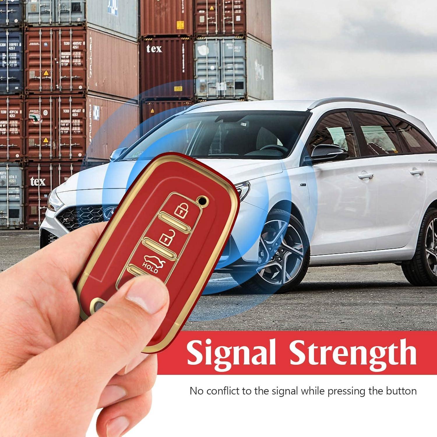 Funda Protectora de Llave Inteligente WORCAS Rojo-Dorado 4 Botones