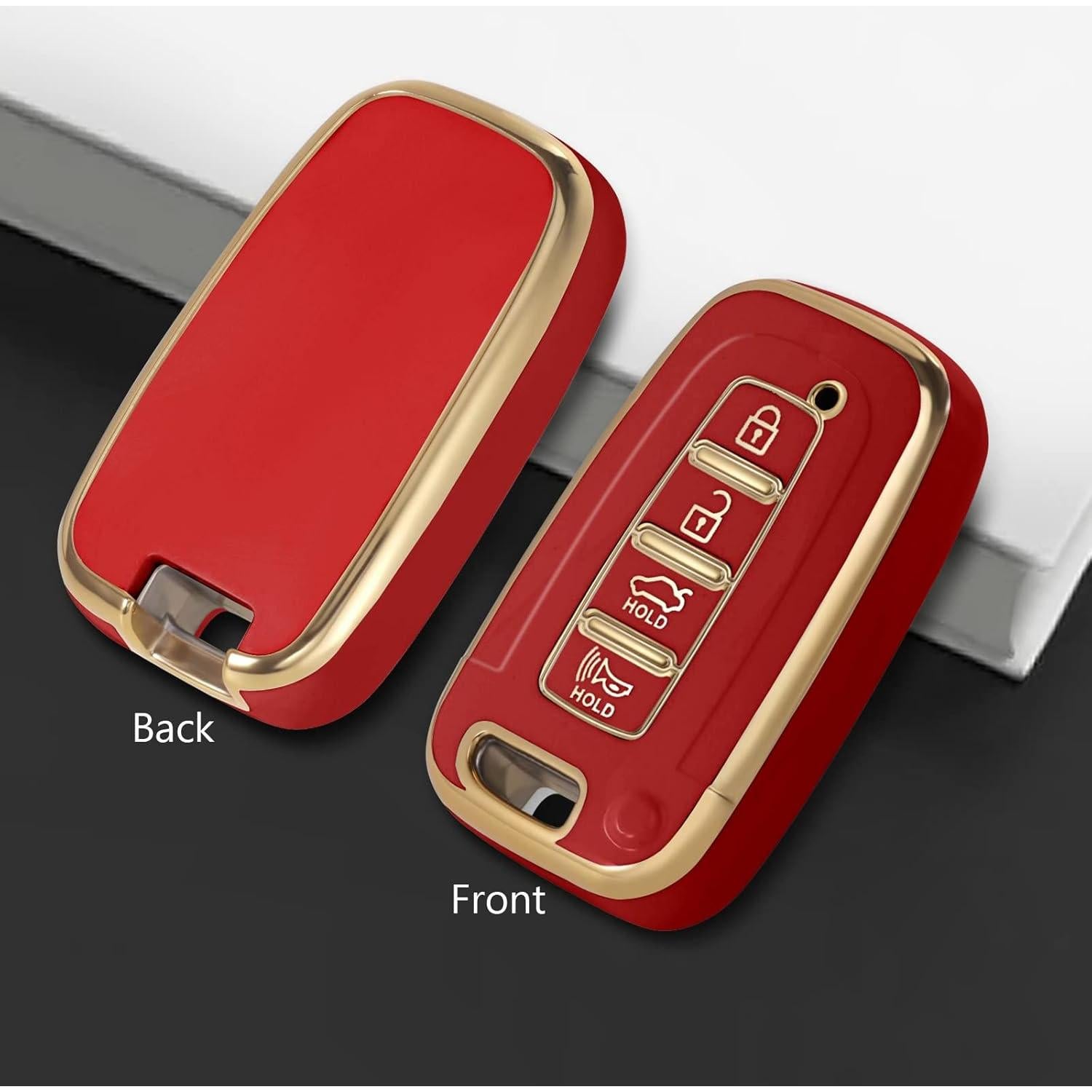 Funda Protectora de Llave Inteligente WORCAS Rojo-Dorado 4 Botones