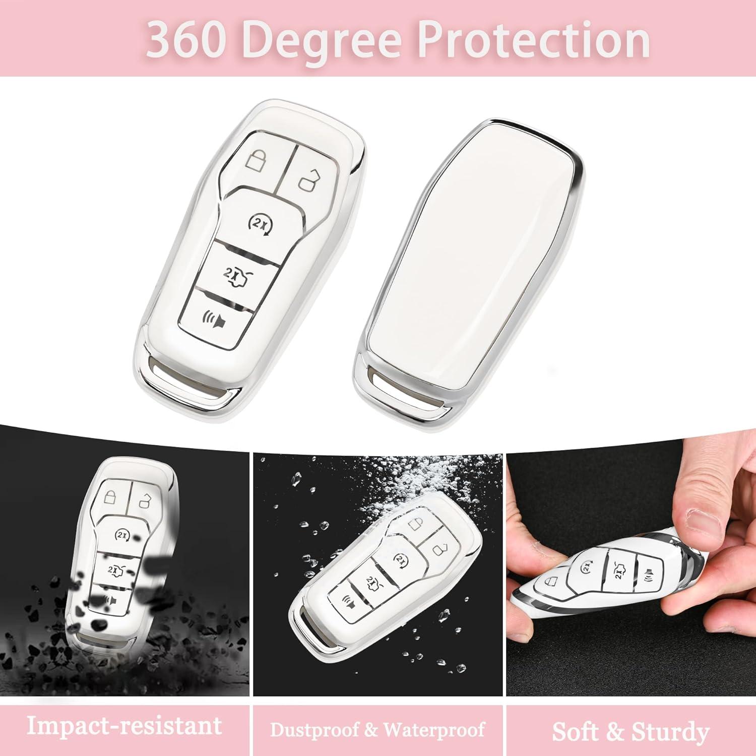 Cubierta de Llavero TPU Ford Lincoln - Blanco - Compatible Edge, Fusion, Explorer, Mustang