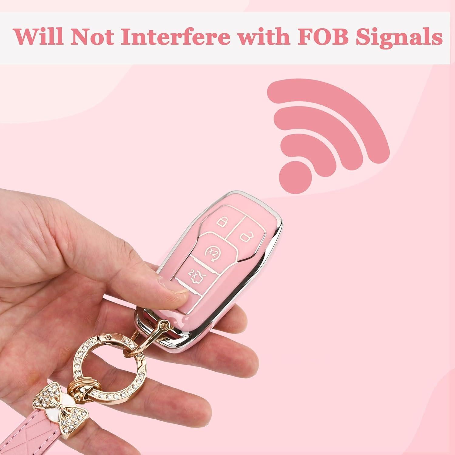 Cubierta de Llavero TPU Ford Lincoln - Blanco - Compatible Edge, Fusion, Explorer, Mustang