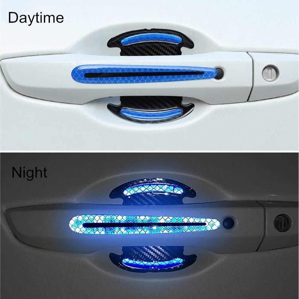 Protector de Manija de Puerta LANZMYAN Antirayaduras Reflectante 8PCS Azul