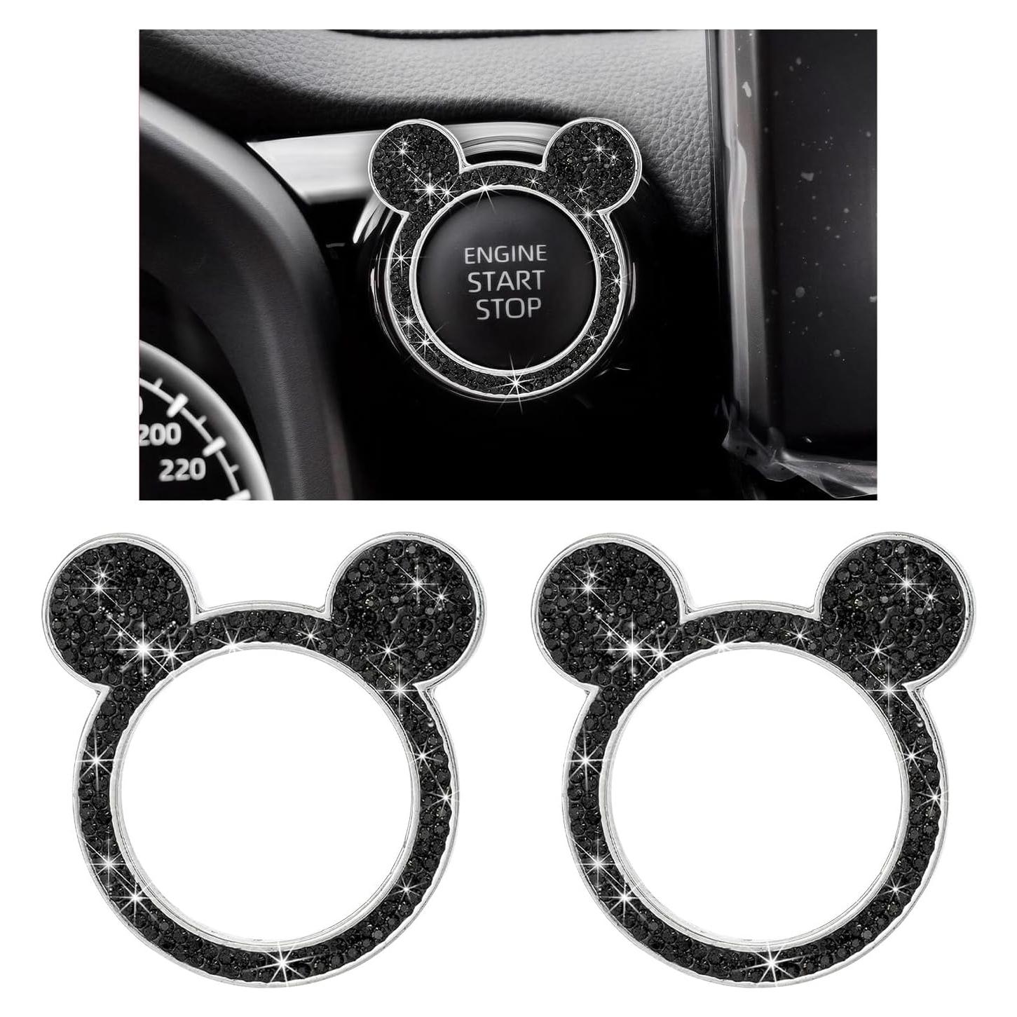 Cubierta de Botón de Arranque Brillante Augeny 2PCS Negro