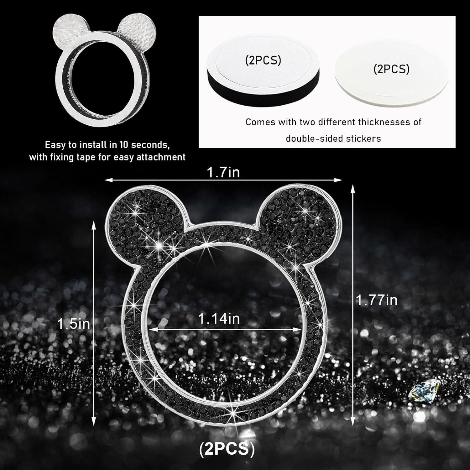 Cubierta de Botón de Arranque Brillante Augeny 2PCS Negro