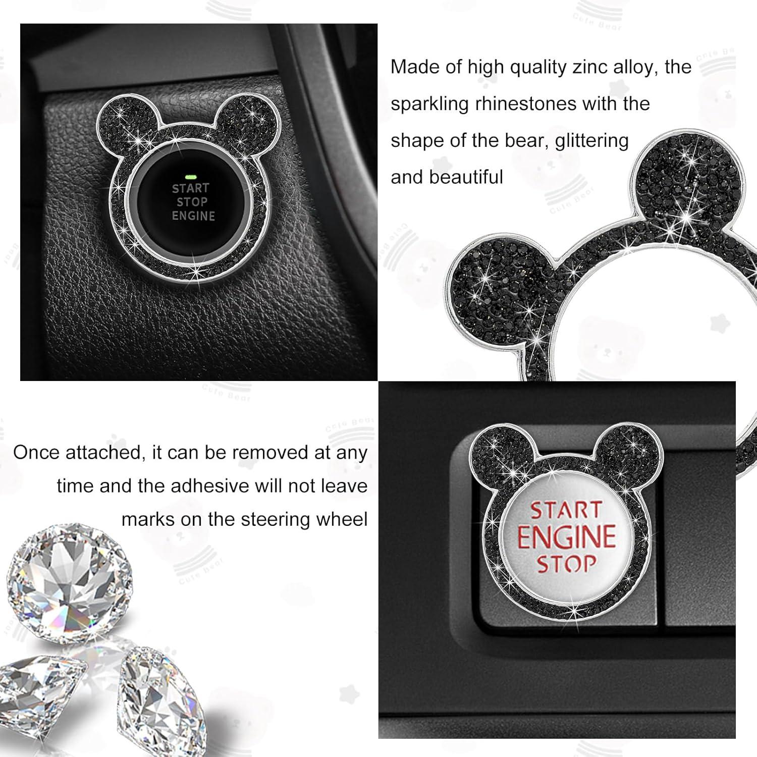 Cubierta de Botón de Arranque Brillante Augeny 2PCS Negro