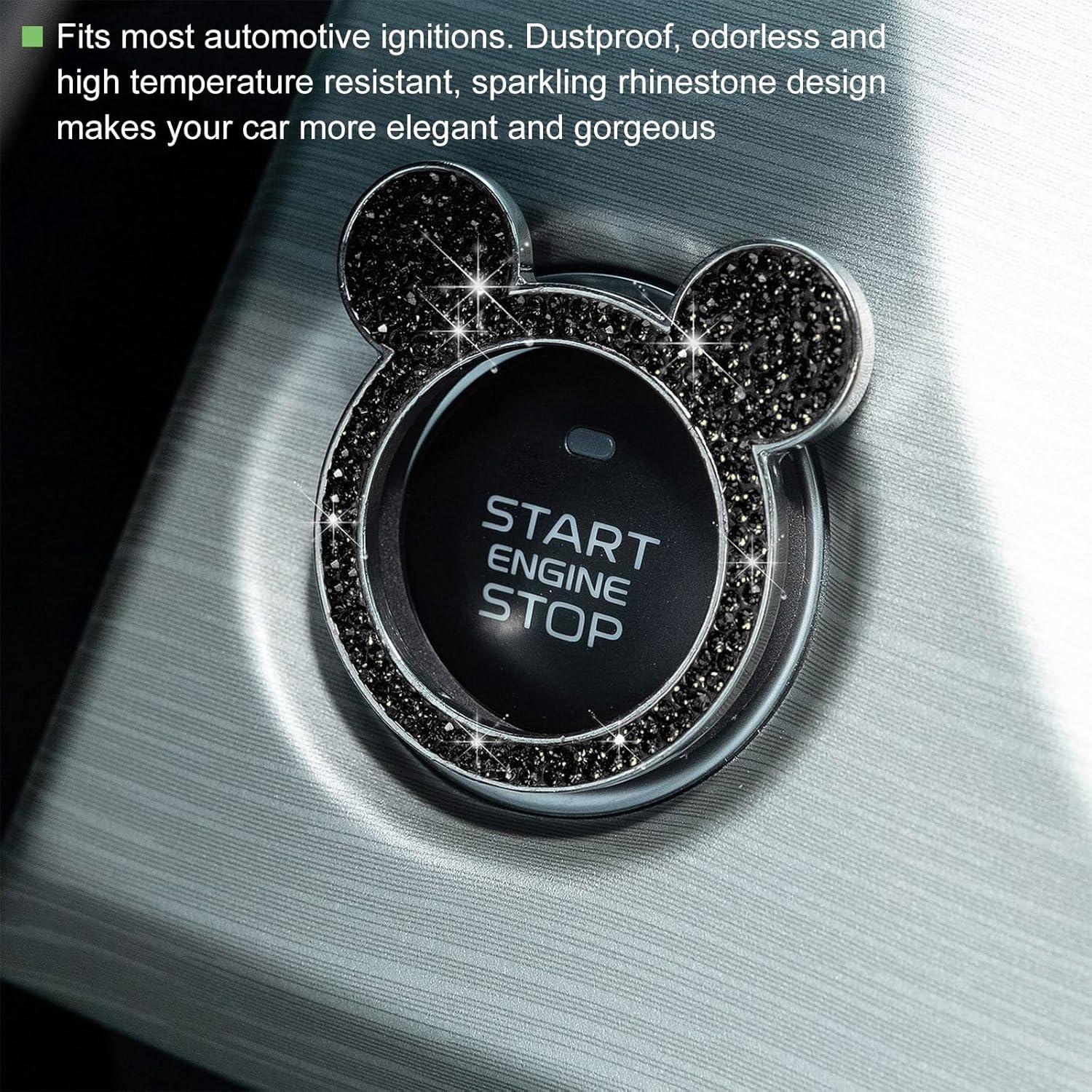 Cubierta de Botón de Arranque Brillante Augeny 2PCS Negro