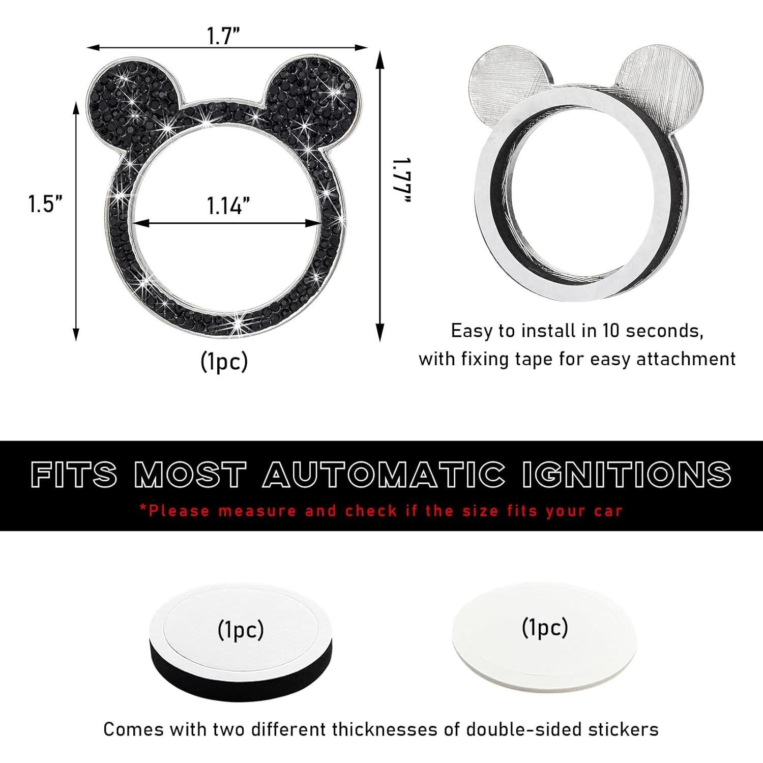 Anillo de Cristal para Botón de Inicio de Auto Ohleats Negro