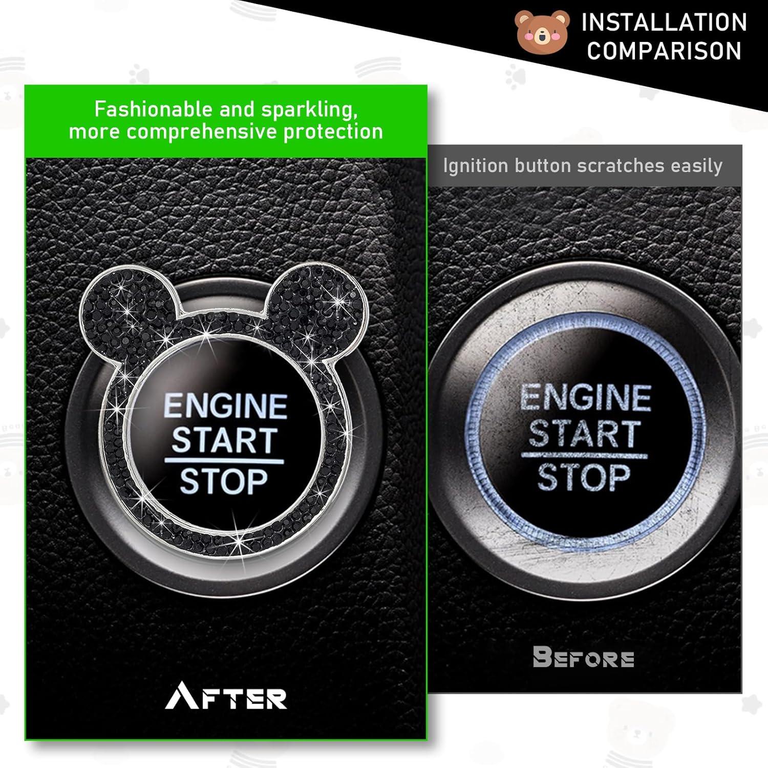 Anillo de Cristal para Botón de Inicio de Auto Ohleats Negro