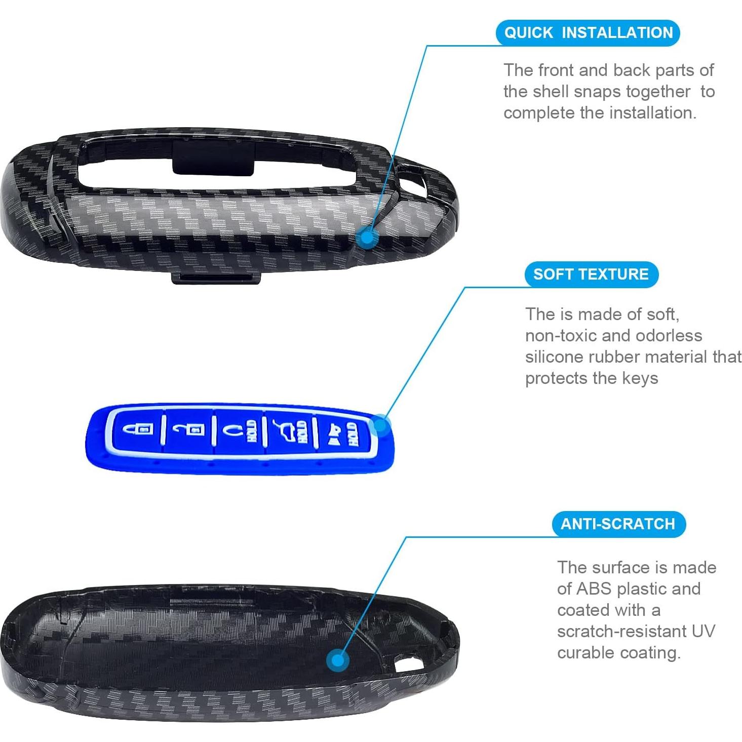 Funda de Llave Inteligente Hyundai 5 Botones Silicona Azul