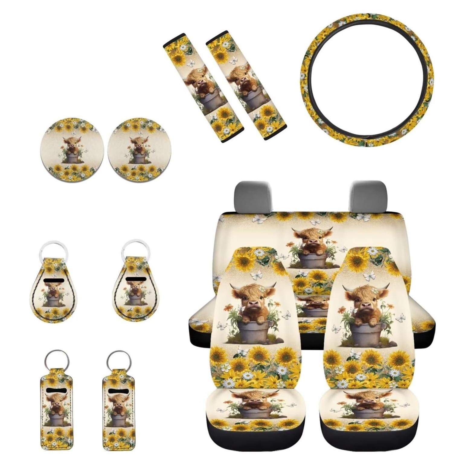 Juego de Fundas de Asiento para Coche INSTANTARTS 13 Piezas Vaca