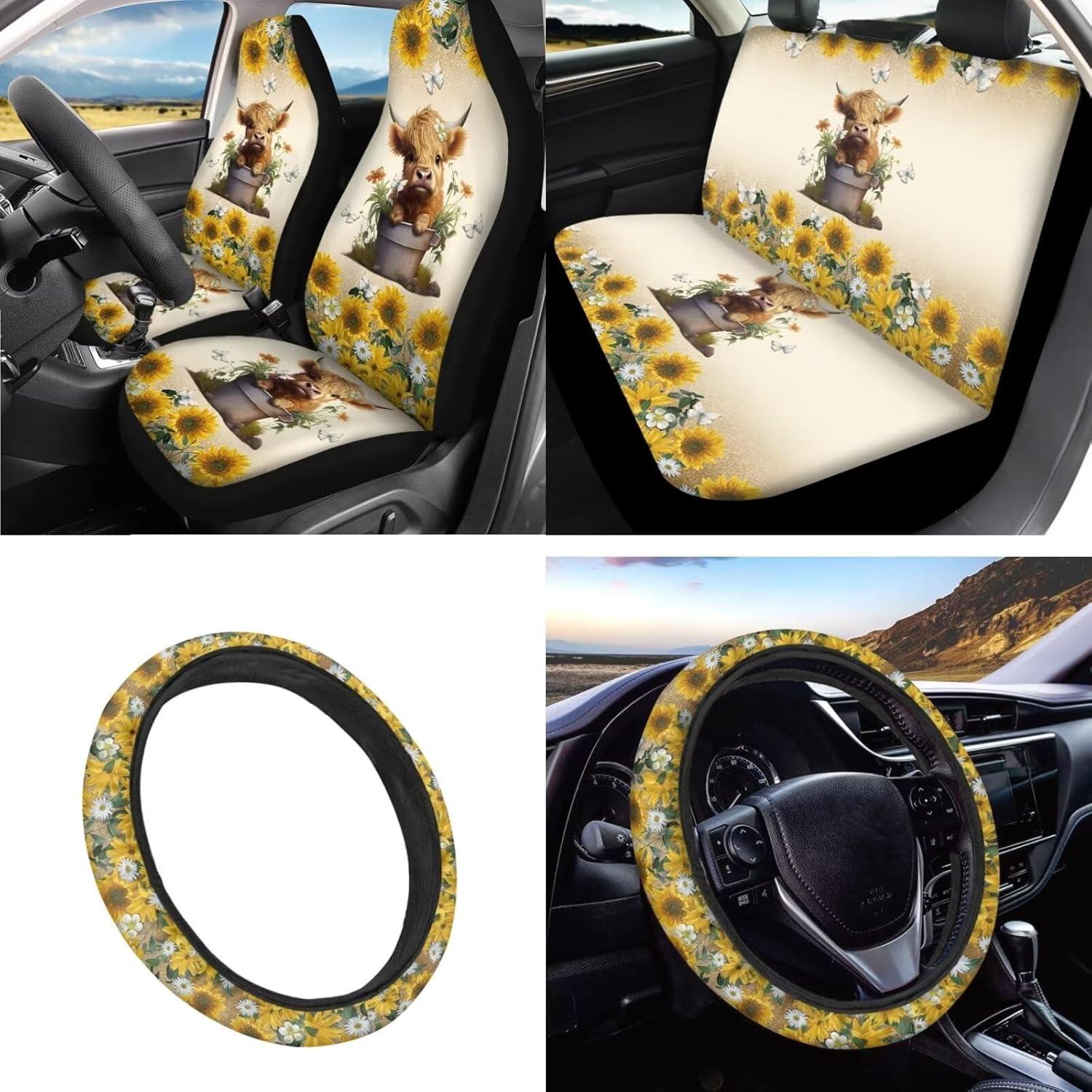 Juego de Fundas de Asiento para Coche INSTANTARTS 13 Piezas Vaca