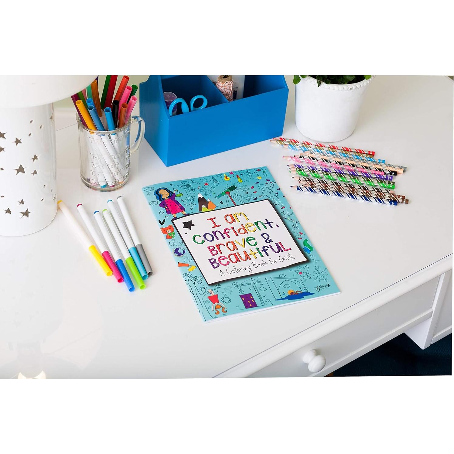 Hopscotch Girls I Am Confident Brave & Beautiful Inspirational Coloring Books for Kids Ages 4-8 & Up 8-12 Empowering Boost Confidence Color Book