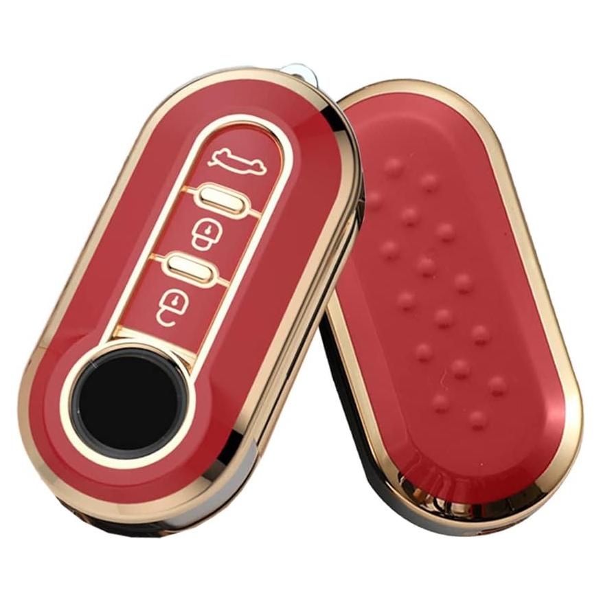 Funda de Llave Inteligente HIBEYO para Fiat 500 - Rojo