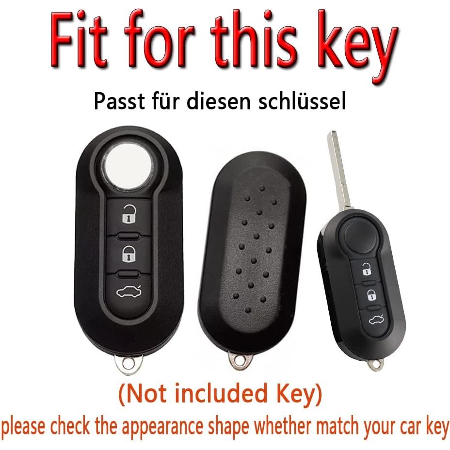 Funda de Llave Inteligente HIBEYO para Fiat 500 - Rojo