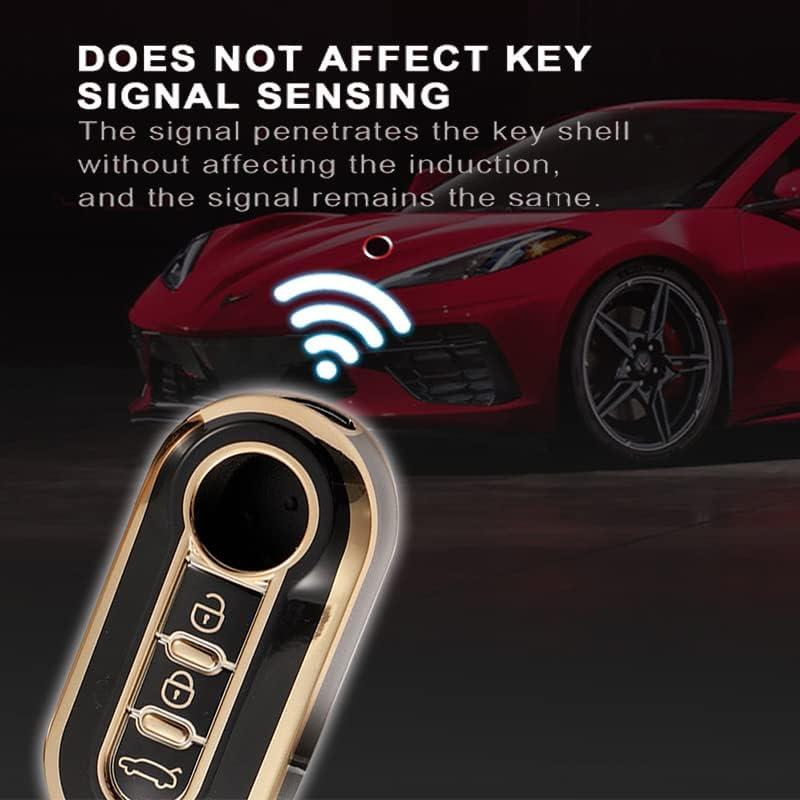 Funda de Llave Inteligente HIBEYO para Fiat 500 - Rojo