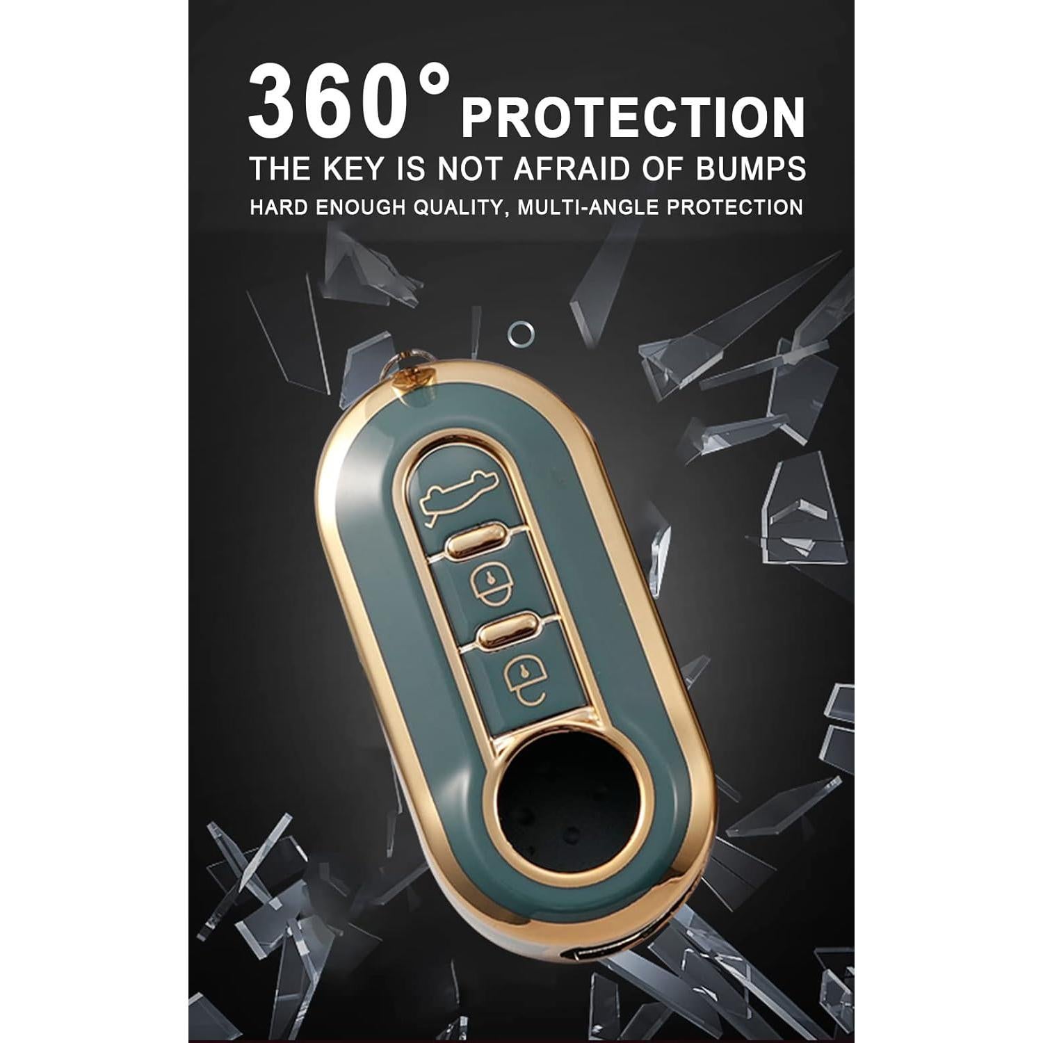 Funda de Llave Inteligente HIBEYO para Fiat 500 - Rojo