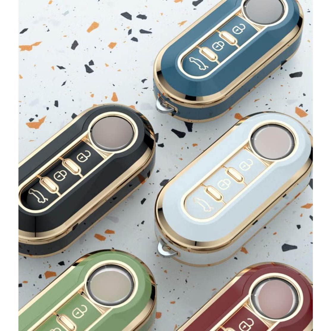 Funda de Llave Inteligente HIBEYO para Fiat 500 - Rojo