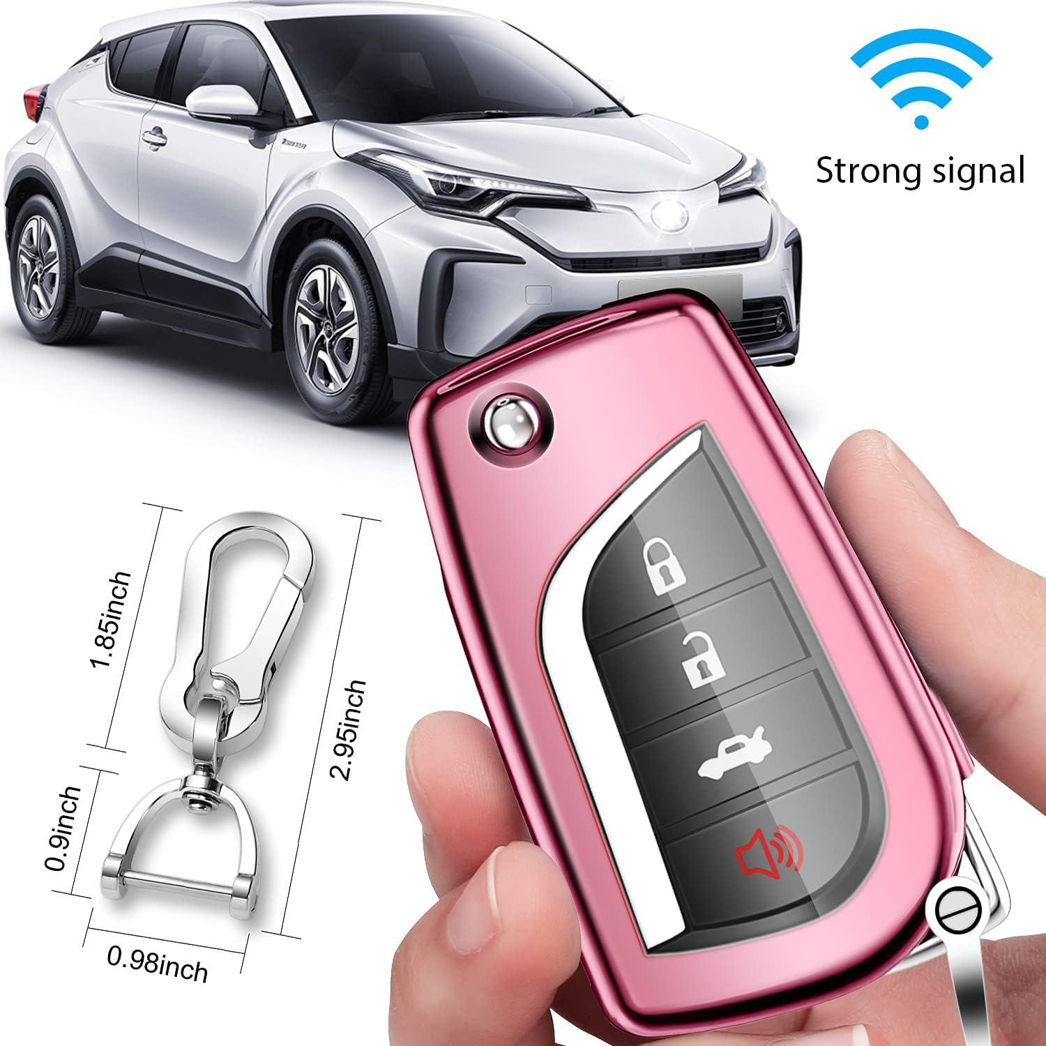 Cubierta de Llave Inteligente QBUC para Toyota 4 Botones Rosa