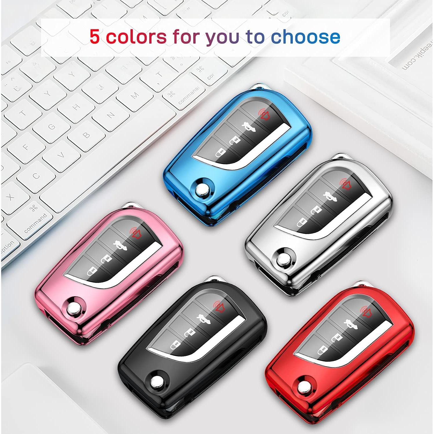 Cubierta de Llave Inteligente QBUC para Toyota 4 Botones Rosa