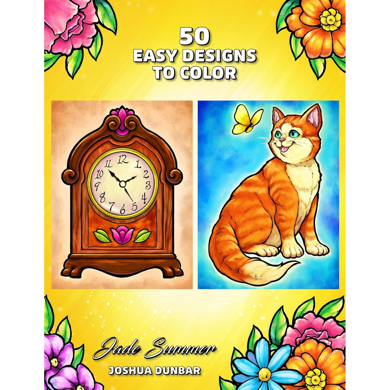 Easy Coloring Book: Large Print Designs for Adults and Seniors with 50 Simple Images of Animals, Flowers, Food, Objects, and More! (Easy Coloring Books)