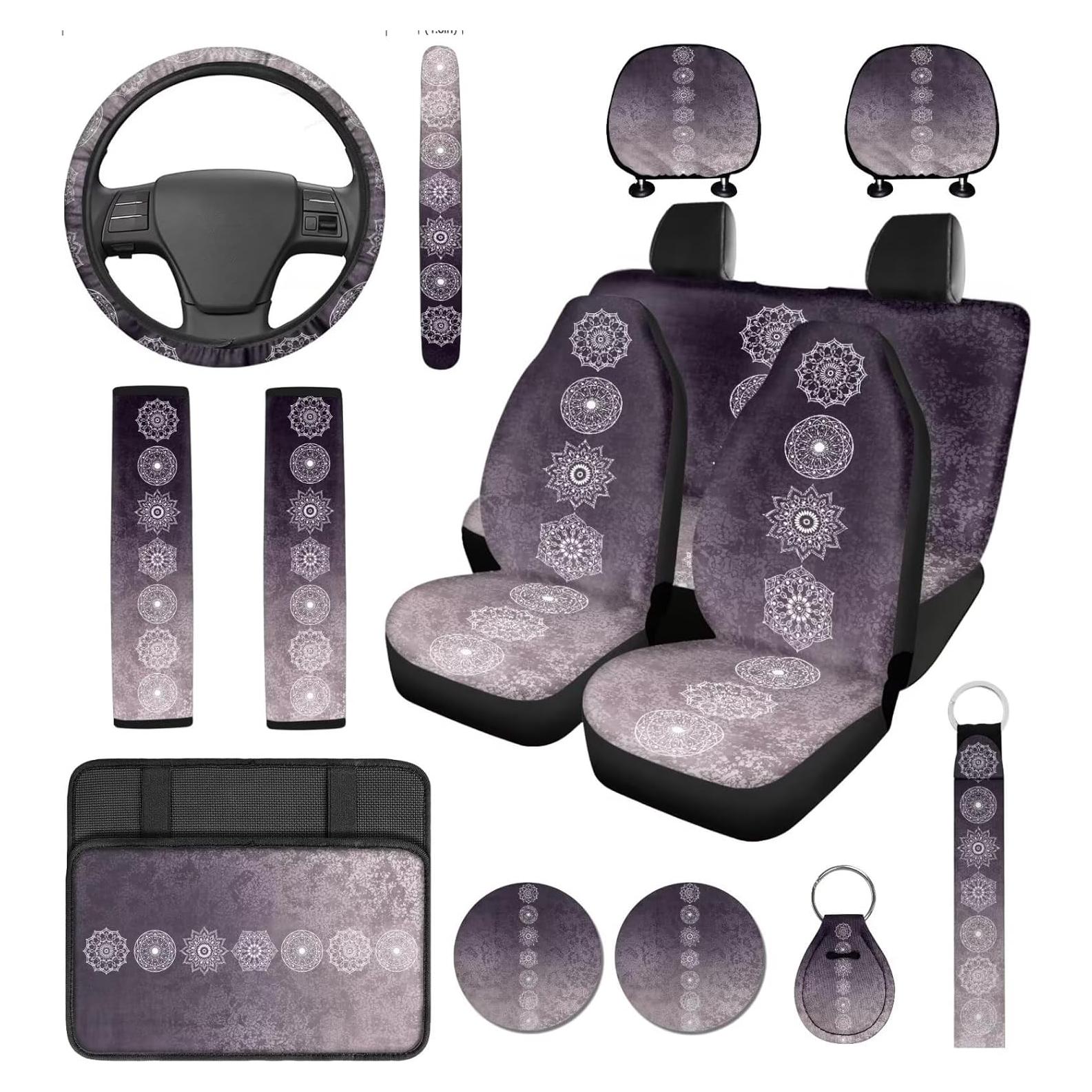 Juego Completo Fundas de Asiento de Coche DBBXHZJY Mandala Morado