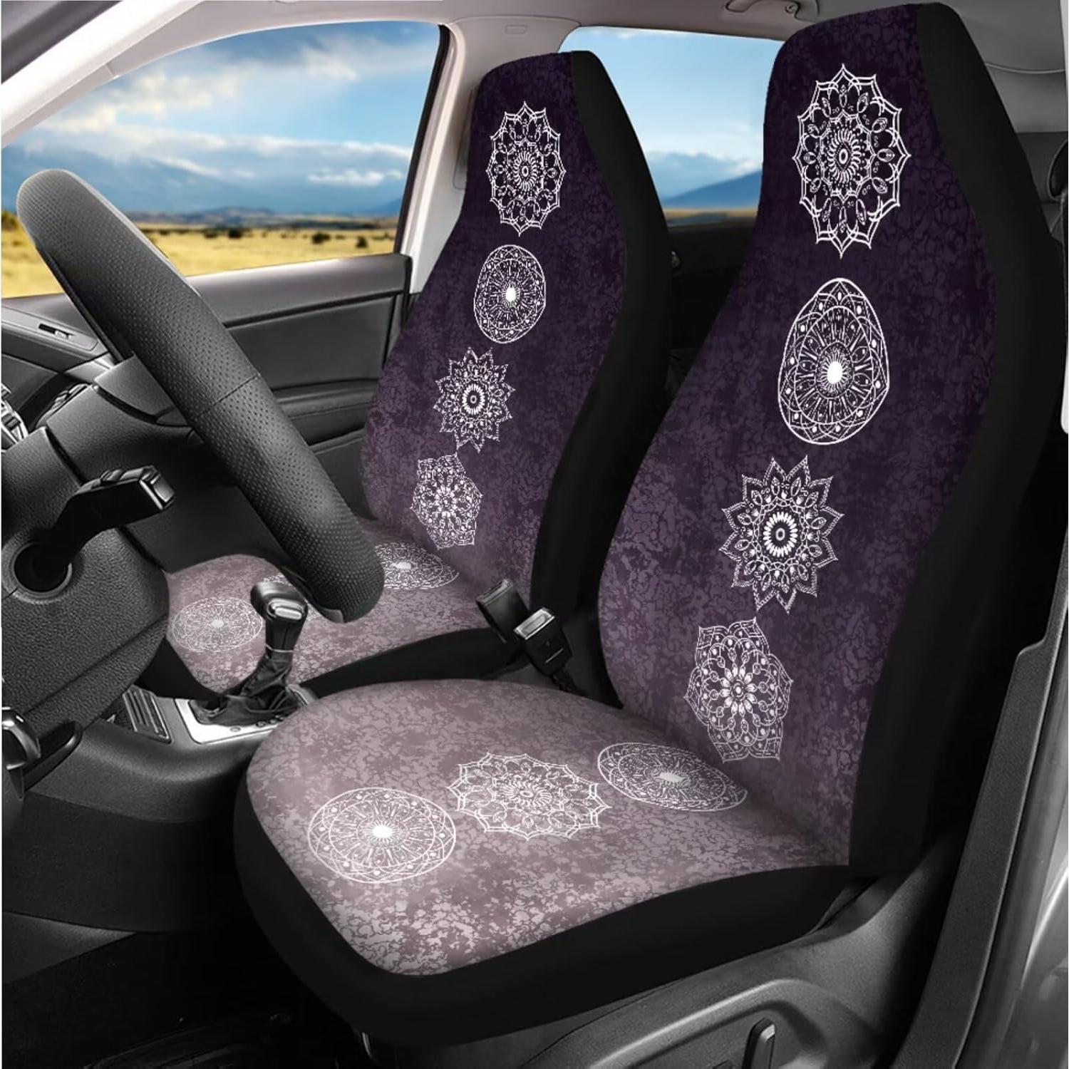 Juego Completo Fundas de Asiento de Coche DBBXHZJY Mandala Morado