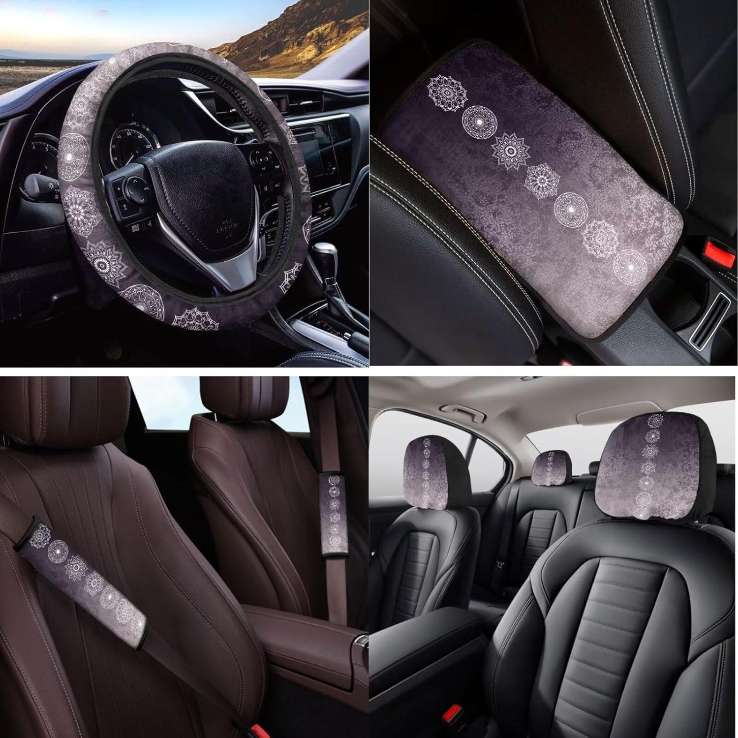Juego Completo Fundas de Asiento de Coche DBBXHZJY Mandala Morado