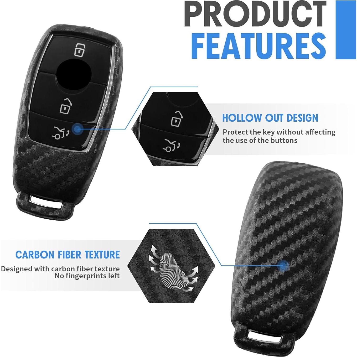 Funda de Llave Silicona Mercedes-Benz 2 Pcs Fibra Carbono