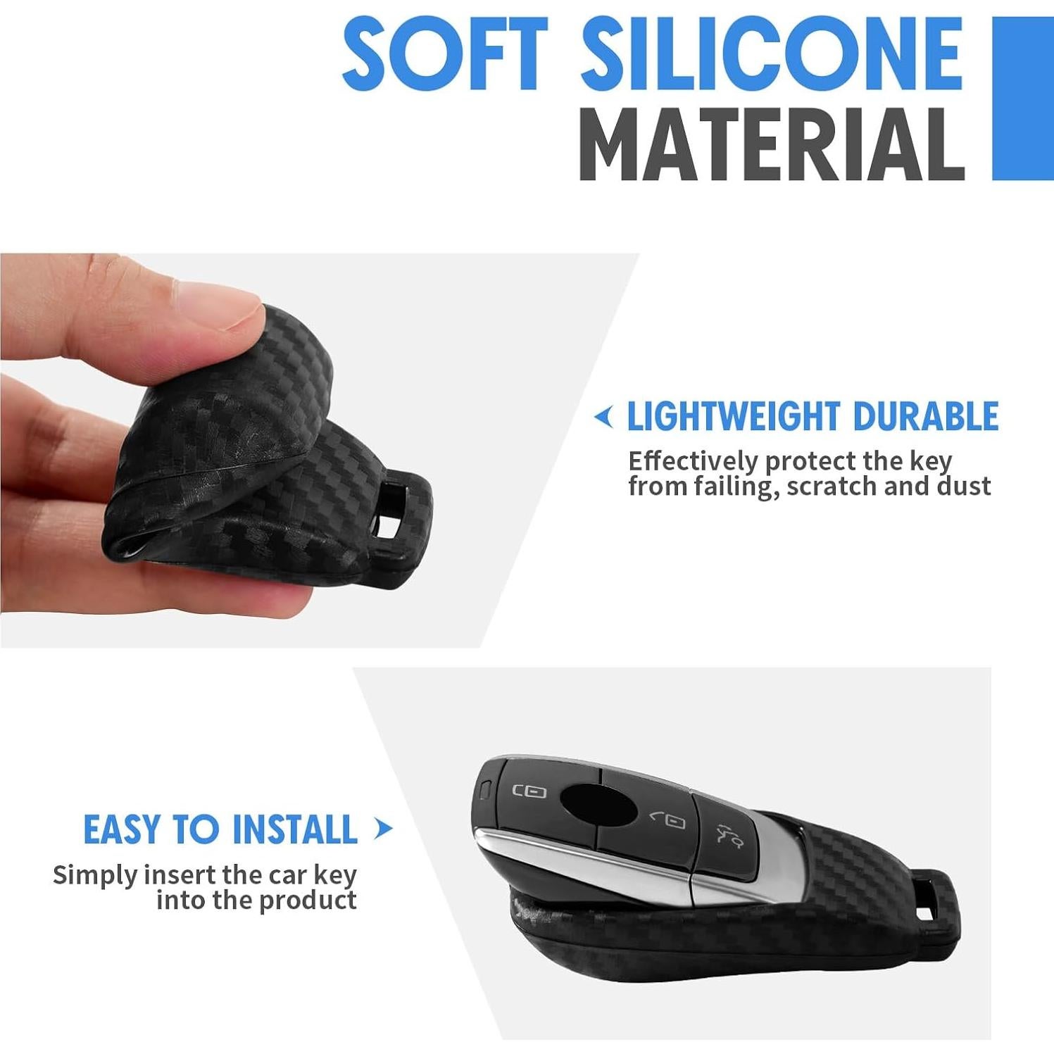 Funda de Llave Silicona Mercedes-Benz 2 Pcs Fibra Carbono