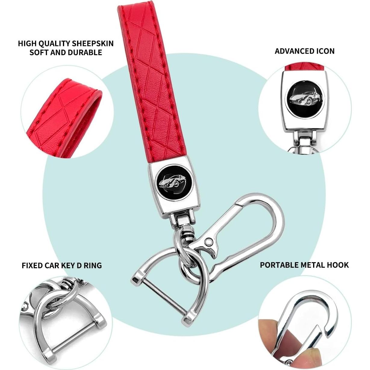 Funda de llave TPU para BMW + llavero de piel roja