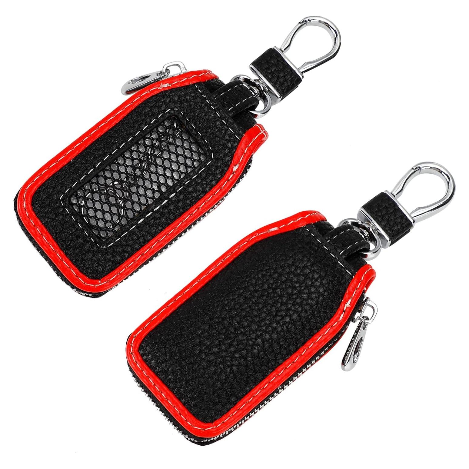 Funda de Llave de Coche de Cuero Syihah - 2 Piezas Rojo