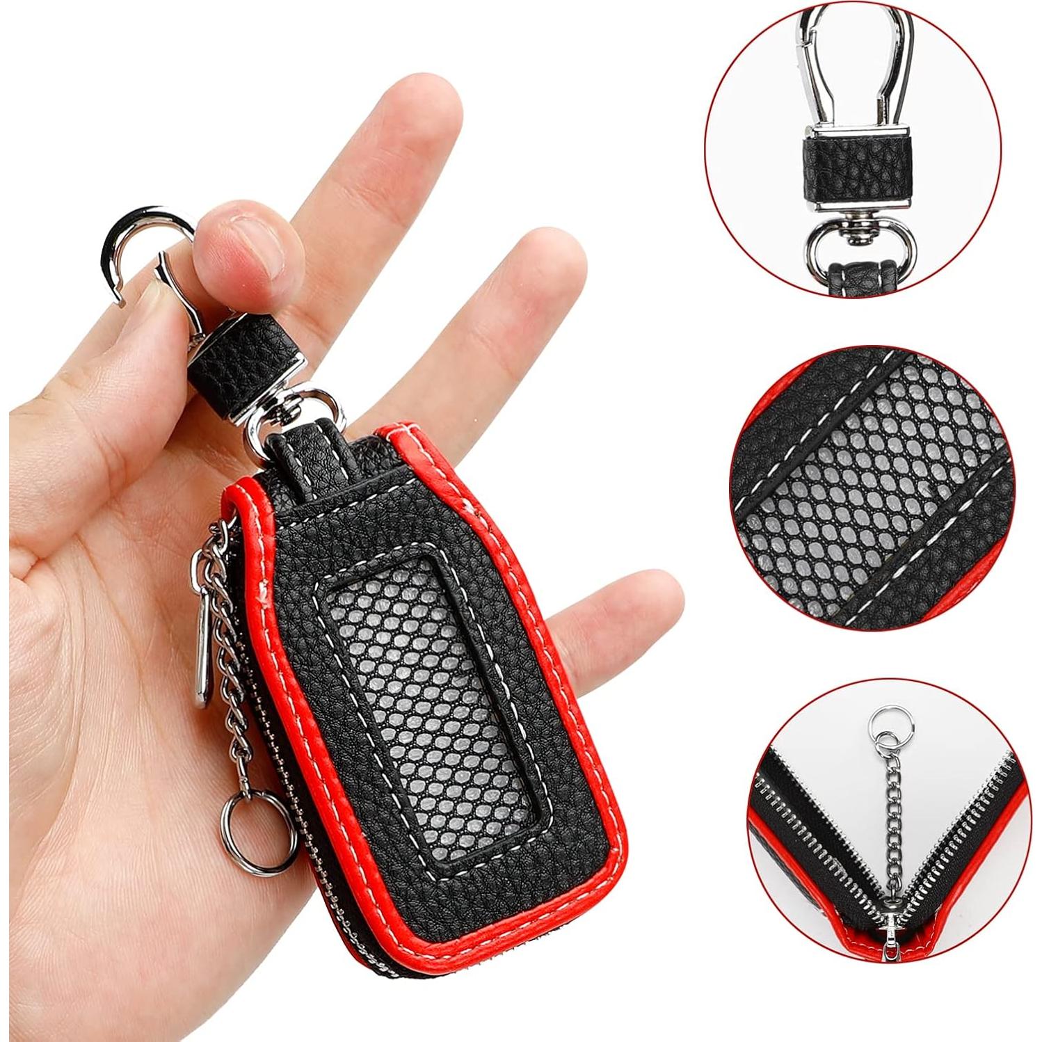 Funda de Llave de Coche de Cuero Syihah - 2 Piezas Rojo